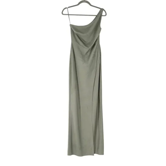 NWT BHLDN Dylan One Shoulder Satin Charmeuse Bridesmaid Dress in Moss -  coffeafoods.com